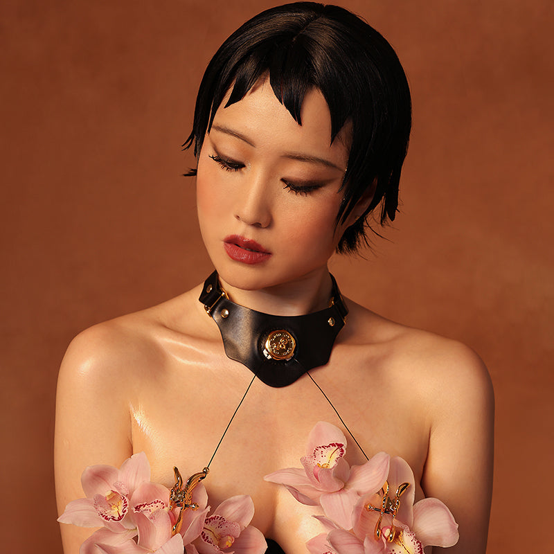 Offizielles Bild: Mystic Bond Collection - Collar With Pulling Nipple Clamps
