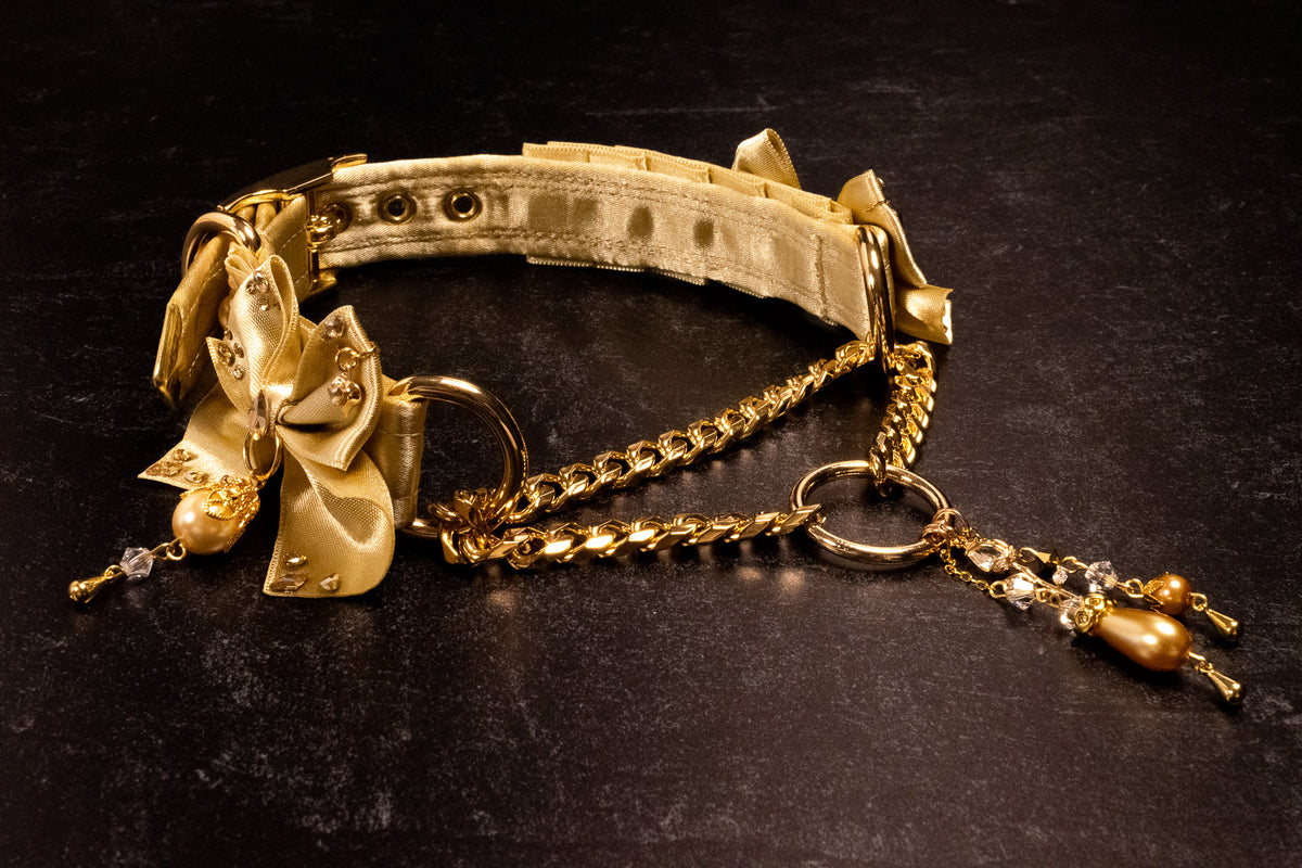 Visual oficial: "Duchess" - Champagne & Gold Luxury Martingale Collar _ LIMITED _